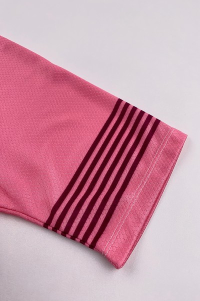 Custom Pink Short Sleeve Cycling Shirt Design Elastic Hem Moisture Wicking Cycling Shirt Cycling Shirt Supplier SKCSCP013 side view